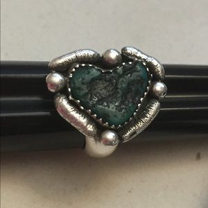 Silver Heart Ring with Turquoise Stone